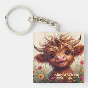 Personalized Highland Cow Acrylic Keychain