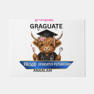 Personalized Highland Cow Dental Hygienist Graduat Doormat