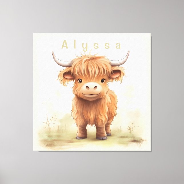 Personalized highland cow nursery wall art (Front)