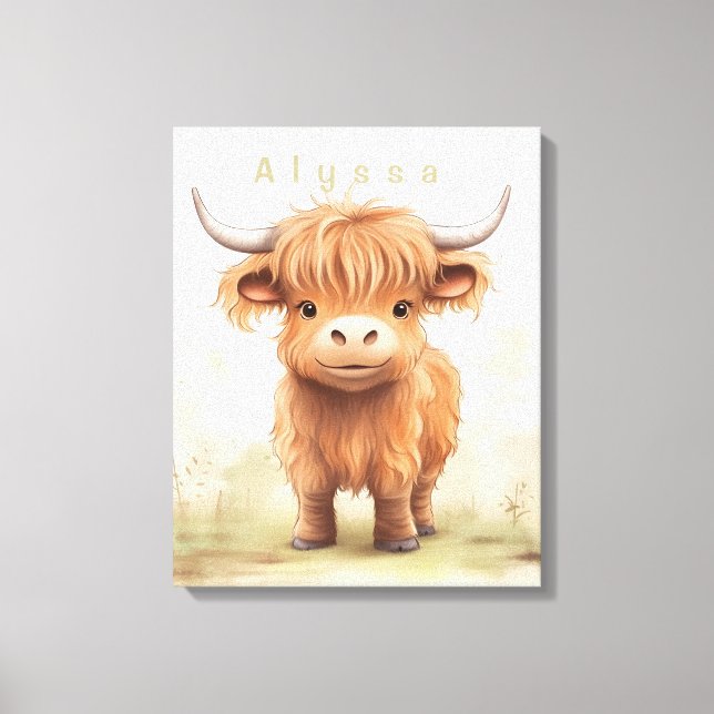 Personalized highland cow nursery wall art (Front)