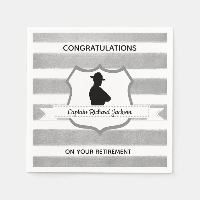 Personalized Highway Patrolman Retirement Party Napkin (Front)