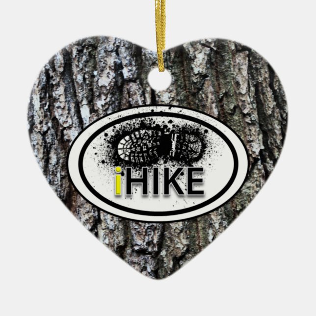 Personalized Hiking "iHIKE" Heart Ornament (Front)