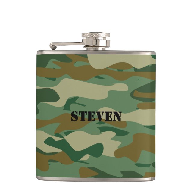 Personalized hip flask | Camouflage pattern design (Front)