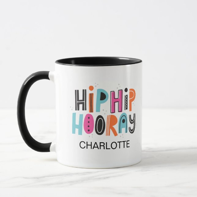 Personalized Hip Hip Hooray Celebration Mug (Left)