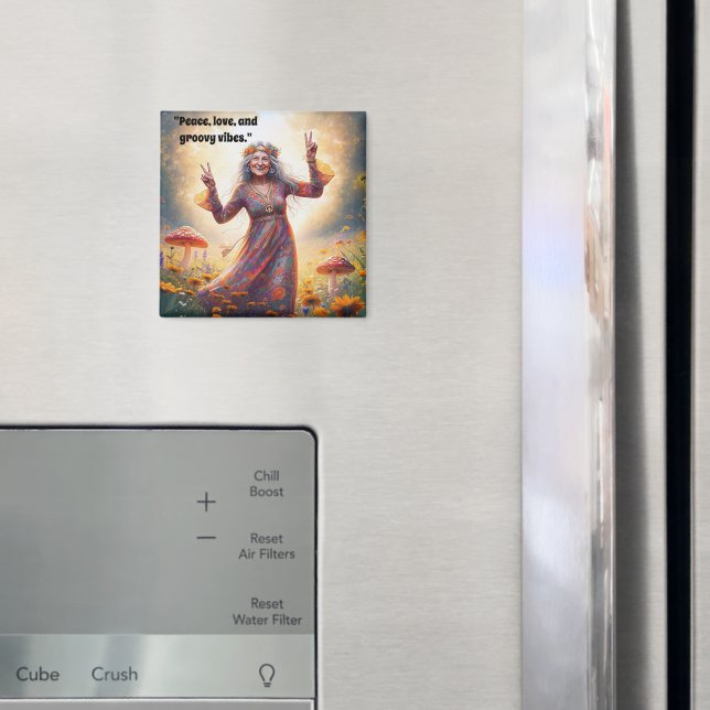Personalized Hippie Boho Grandma Custom Mushrooms  Magnet (In Situ (Fridge))