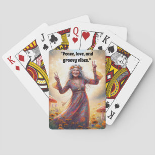 Personalized Hippie Boho Grandma Custom Mushrooms  Playing Cards