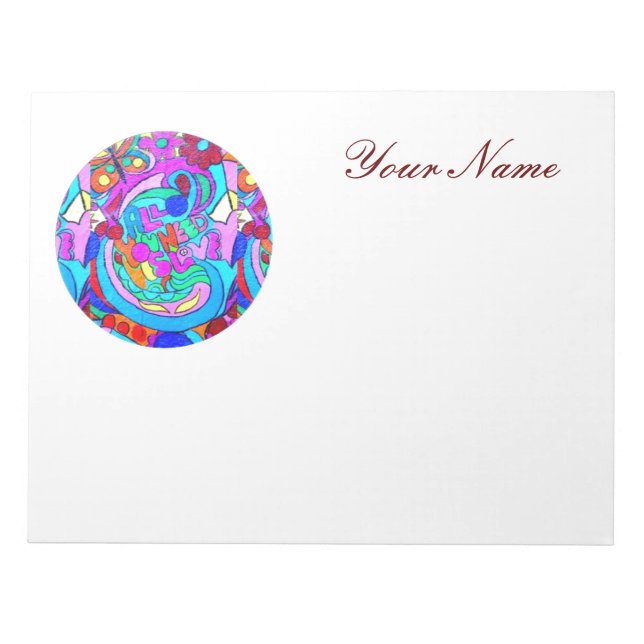 personalized hippie groovy love notepad (Front)