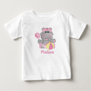 Personalized Hippo with Rattle and Ball T-Shirt