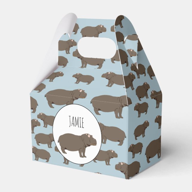Personalized Hippopotamus Hippo Pattern  Favor Box (Front Side)