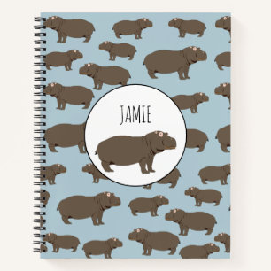 Personalized Hippopotamus Hippo Pattern Notebook