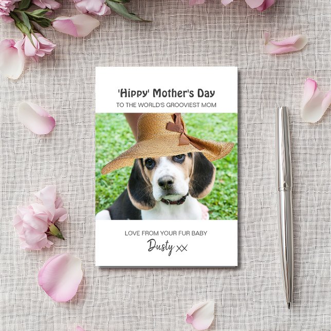 Personalized Hippy Mother's Day Dog Mom Holiday Card (Add details to personalize the card)