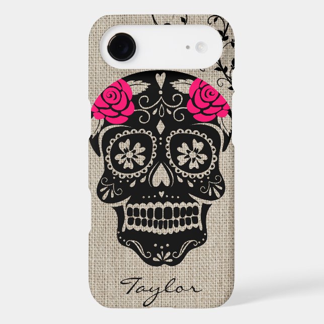 Personalized Hipster Sugar Skull Case-Mate iPhone Case (Back)