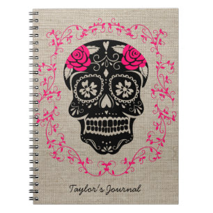 Personalized Hipster Sugar Skull Notebook