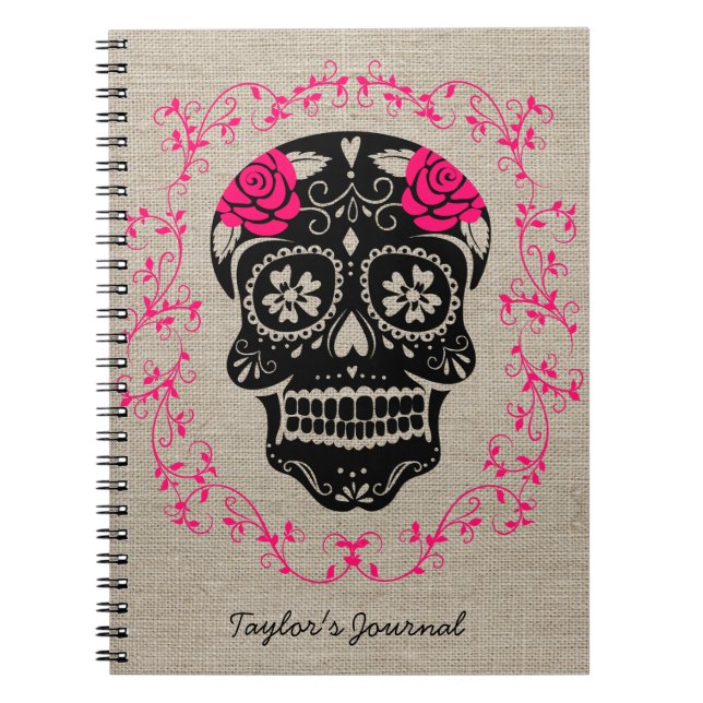 Personalized Hipster Sugar Skull Notebook (Front)