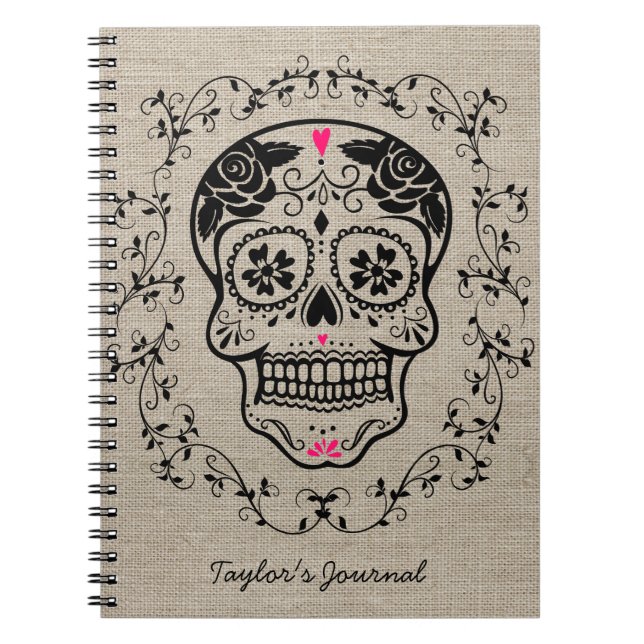 Personalized Hipster Sugar Skull Notebook (Front)