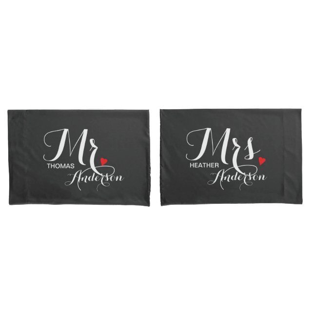 Personalized His and Hers - Mr & Mrs Newlyweds Pillowcase (Front-Set)