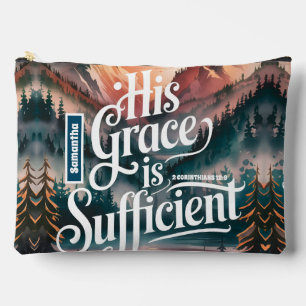 Personalized His Grace is Sufficient Christian Accessory Pouch