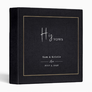 Personalized His Her Vows Gold Frame Fabric Look  Binder