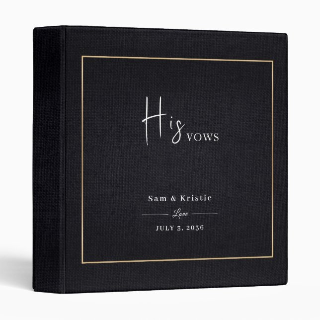 Personalized His Her Vows Gold Frame Fabric Look  Binder (Front/Spine)