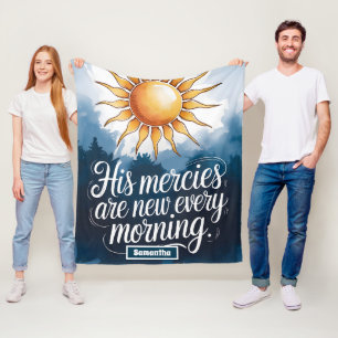 Personalized His Mercies Are New Christian Fleece Blanket
