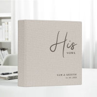Personalized His Vows Linen Fabric Wedding Book