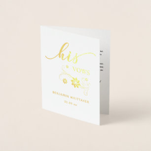 Personalized His Wedding Vows Foil Card