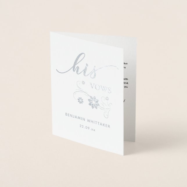 Personalized His Wedding Vows Foil Card (Front)