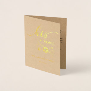 Personalized His Wedding Vows Foil Card