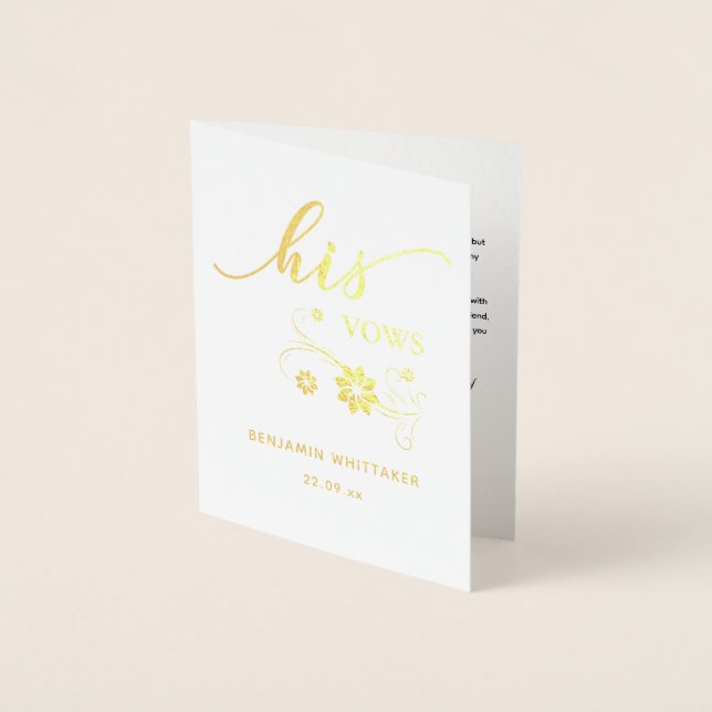 Personalized His Wedding Vows Foil Card (Front)