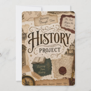 Personalized history Project invitation   Vintage 