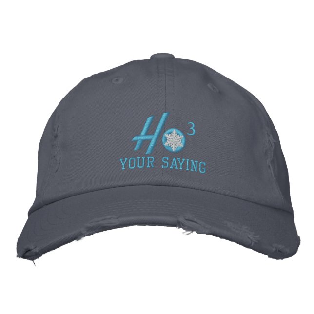 Personalized Ho Ho Ho Snowflake Baby Blue Embroidered Hat (Front)