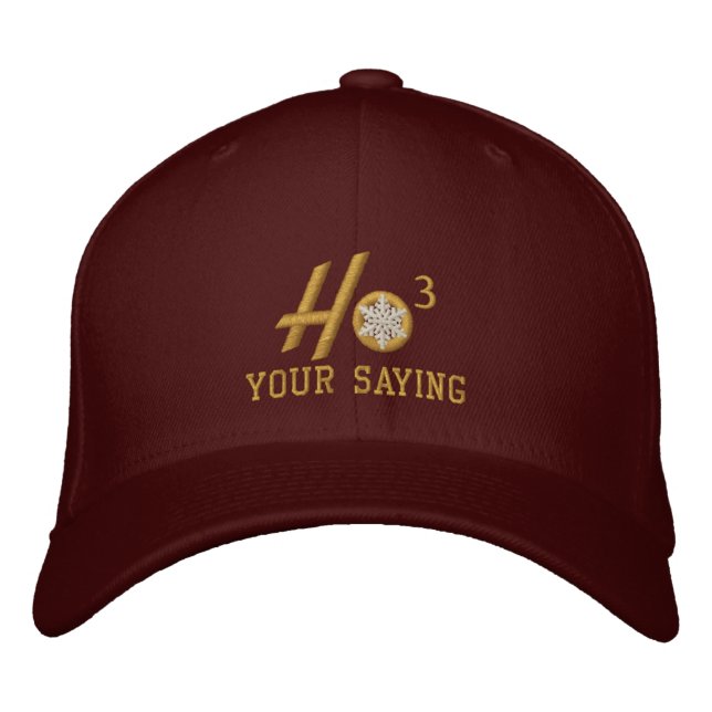 Personalized Ho Ho Ho Snowflake Golden Embroidered Hat (Front)