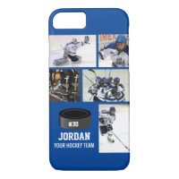 Personalized Hockey 5 Photo Collage Name Team #