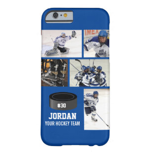 Personalized Hockey 5 Photo Collage Name Team # Barely There iPhone 6 Case