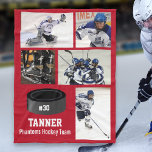 Personalized Hockey 5 Photo Collage Name Team # Fl Fleece Blanket<br><div class="desc">This personalized custom ice hockey fleece blanket features your 5 photos, hockey player's name, jersey number and team name. Personalize with action shots, a team photo, rink photo, etc. Easily change the background colour to match the team's colours - just click customize/edit/personalize and then background colour/edit. The perfect photo collage...</div>