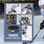 Personalized Hockey 5 Photo Collage Name Team # Fleece Blanket<br><div class="desc">This personalized custom ice hockey fleece blanket features your 5 photos, hockey player's name, jersey number and team name. Personalize with action shots, a team photo, rink photo, etc. Easily change the background colour to match the team's colours - just click customize and then the small eye dropper. The perfect...</div>