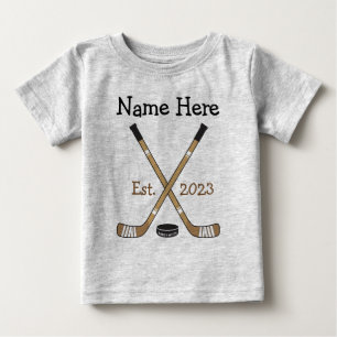 Personalized Hockey Baby Name Birth Year Born T-Shirt