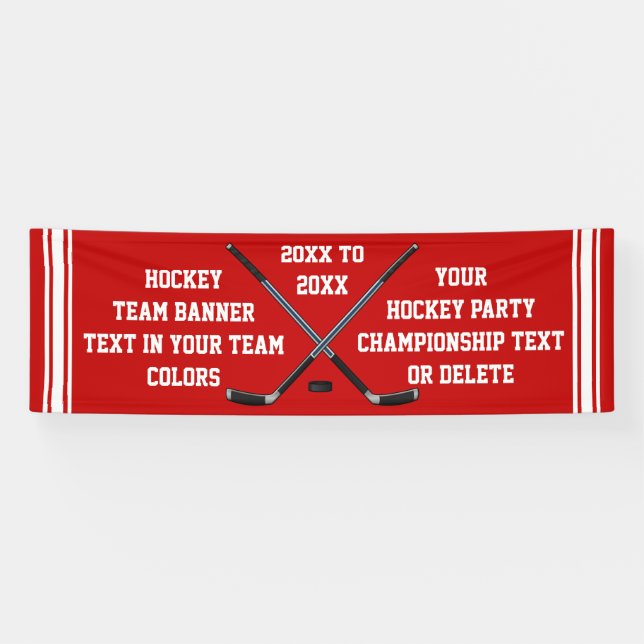Personalized Hockey Banner, YOUR TEXT and COLORS Banner (Horizontal)