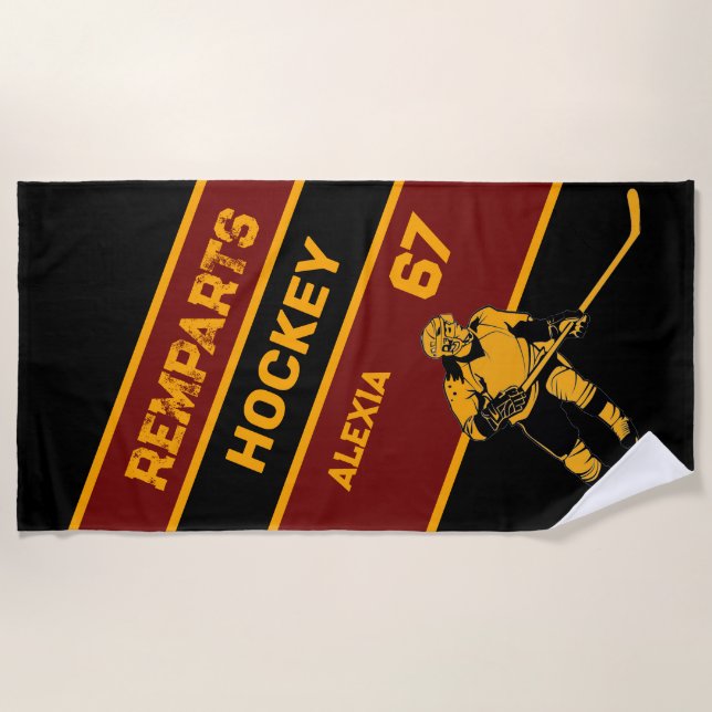 Personalized Hockey Beach Towel (Front)