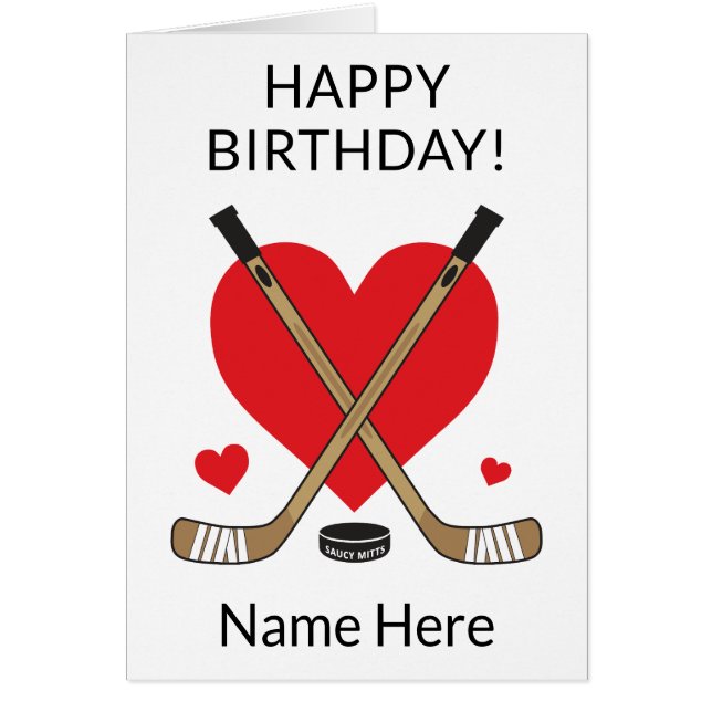 Personalized Hockey Birthday Hearts Hockey Sticks (Front)