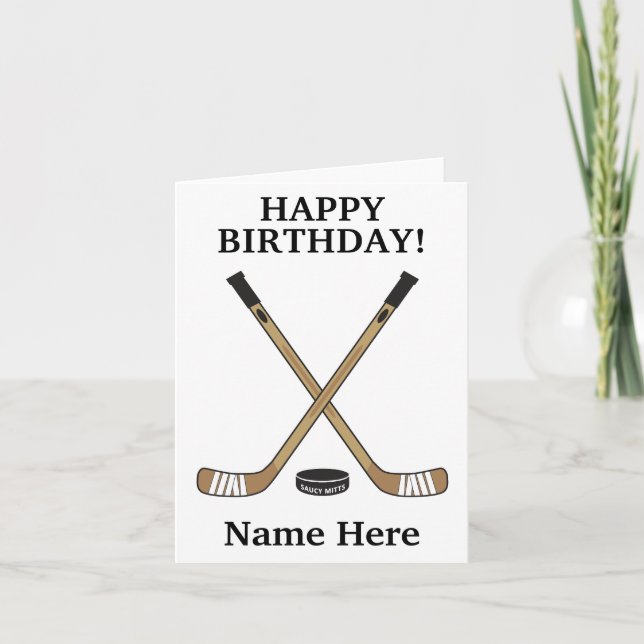 Personalized Hockey Birthday Hockey Sticks Card (Front)