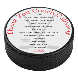 Personalized Hockey Coach Thank You Team Names Puck