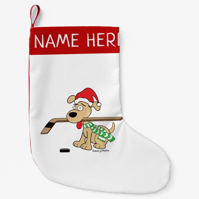Personalized Hockey Dog Christmas Stocking (Front)