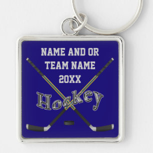 Personalized Hockey Gifts in Your Colours and Text Keychain
