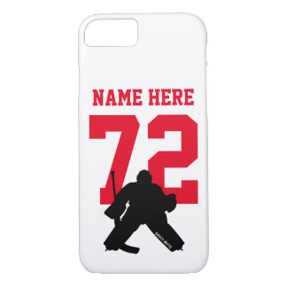 Personalized Hockey Goalie Name Number Red Case-Mate iPhone Case