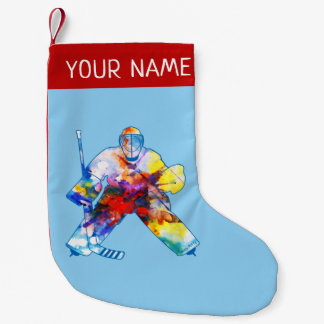 Personalized Hockey Goalie Watercolor Small Christmas Stocking