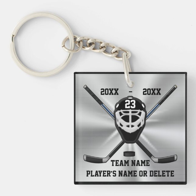 Personalized Hockey Keychains with 3 Text Boxes (Front)