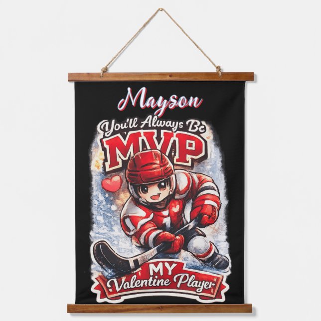 Personalized Hockey MVP My Valentine Player Hanging Tapestry (Front)