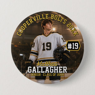 Personalized Hockey Photo Button