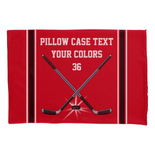 Personalized Hockey Pillow Case, Your TEXT, COLORS Pillowcase